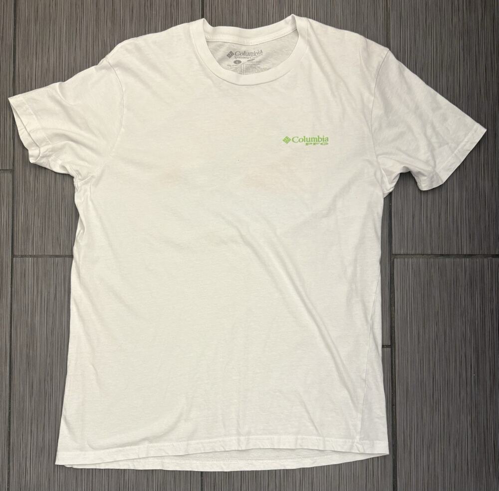 Columbia PFG short Sleeve T-shirt Men’s Large White Marlin Ocean Sunset